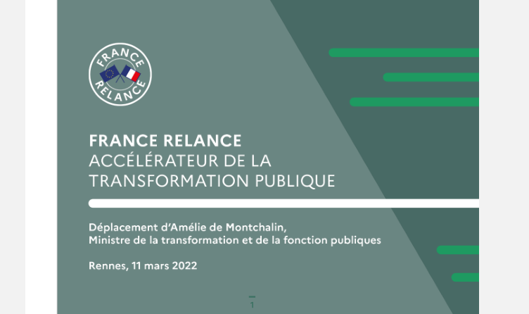 Amélie de Montchalin, ministre de la Transformation et de la Fonction publiques présente, à Rennes le 11 mars 2022, les avancées de France Relance, au service de la transformation numérique de l'État et des collectivités territoriales.